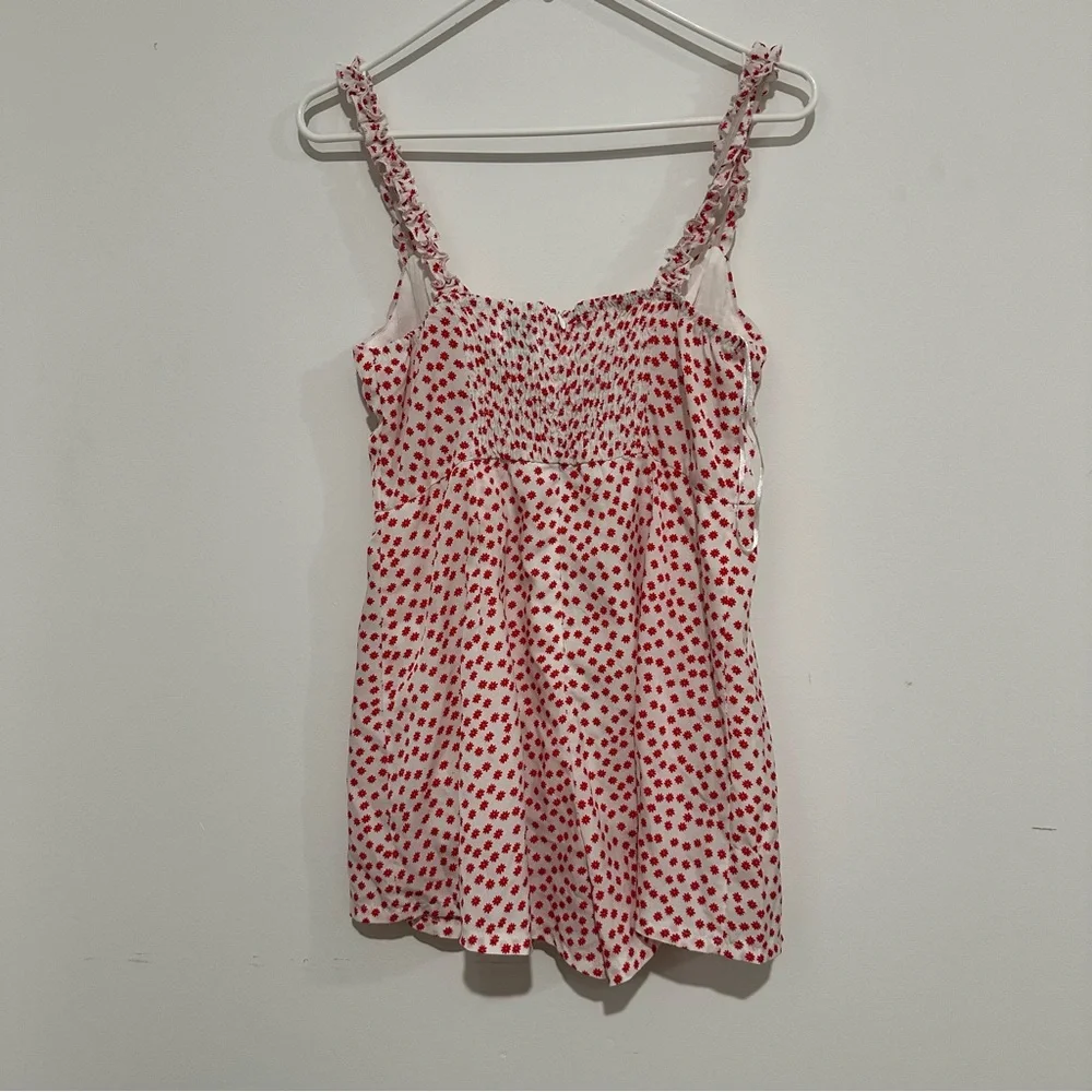 Princess Polly Red and White Floral Romper Size 8 Shorts Spaghetti Strap - Picture 4 of 4